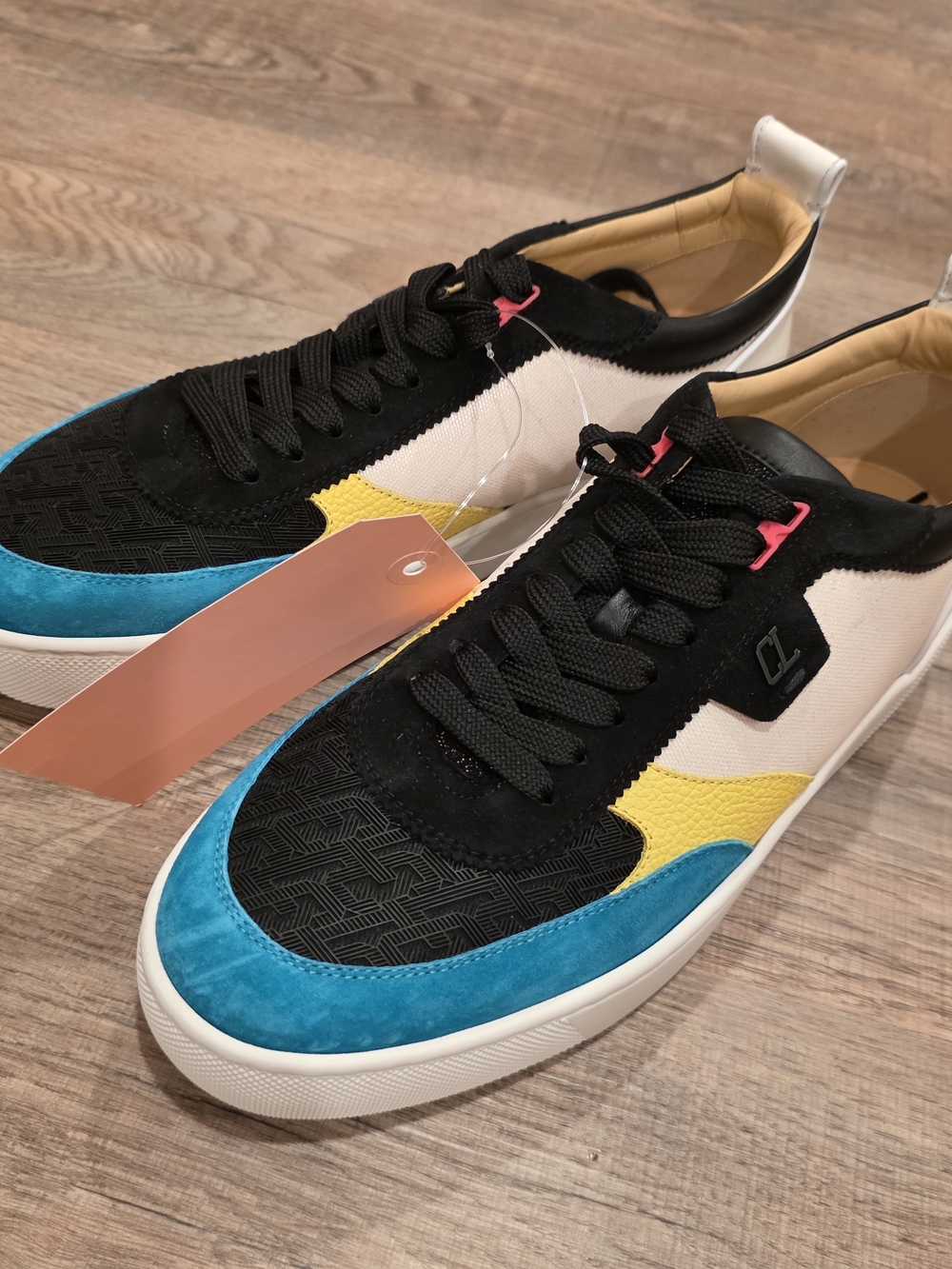 Christian Louboutin Men's Multicolor Low-Top Sneakers in Blue, Yellow, Black